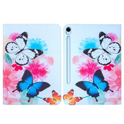 For Samsung Galaxy Tab S9 / S9 FE Colored Drawing Leather Tablet Case(Two Butterflies)