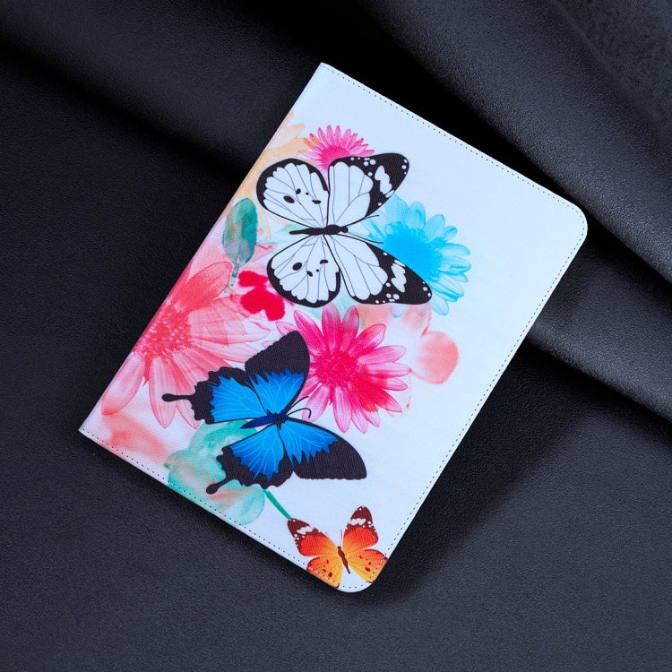 For Samsung Galaxy Tab S9 / S9 FE Colored Drawing Leather Tablet Case(Two Butterflies)