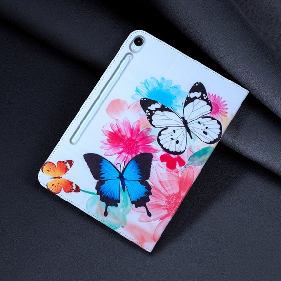 For Samsung Galaxy Tab S9 / S9 FE Colored Drawing Leather Tablet Case(Two Butterflies)