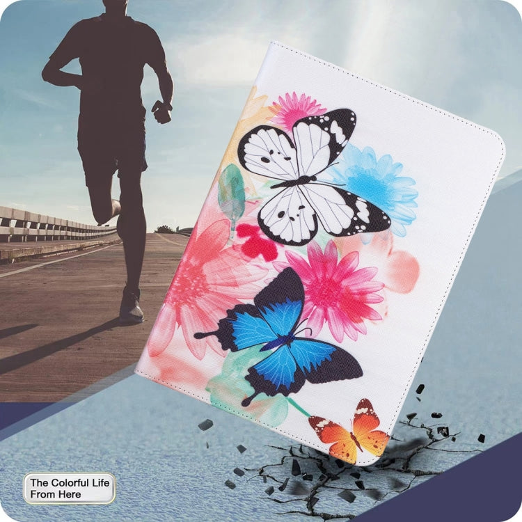 For Samsung Galaxy Tab S9 / S9 FE Colored Drawing Leather Tablet Case(Two Butterflies)
