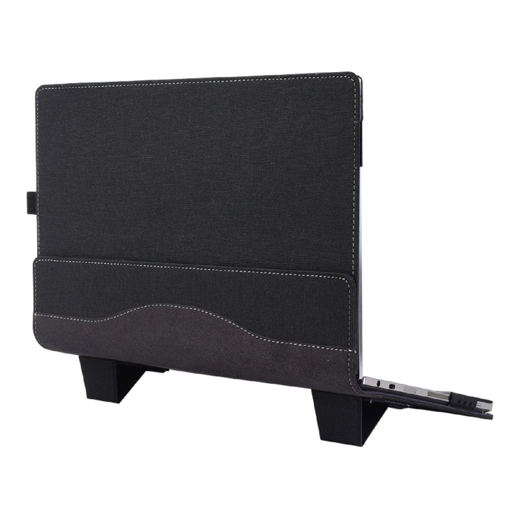 For MicroSoft Surface Laptop 15 inch Leather Laptop Shockproof Protective Case with Stand(Black)