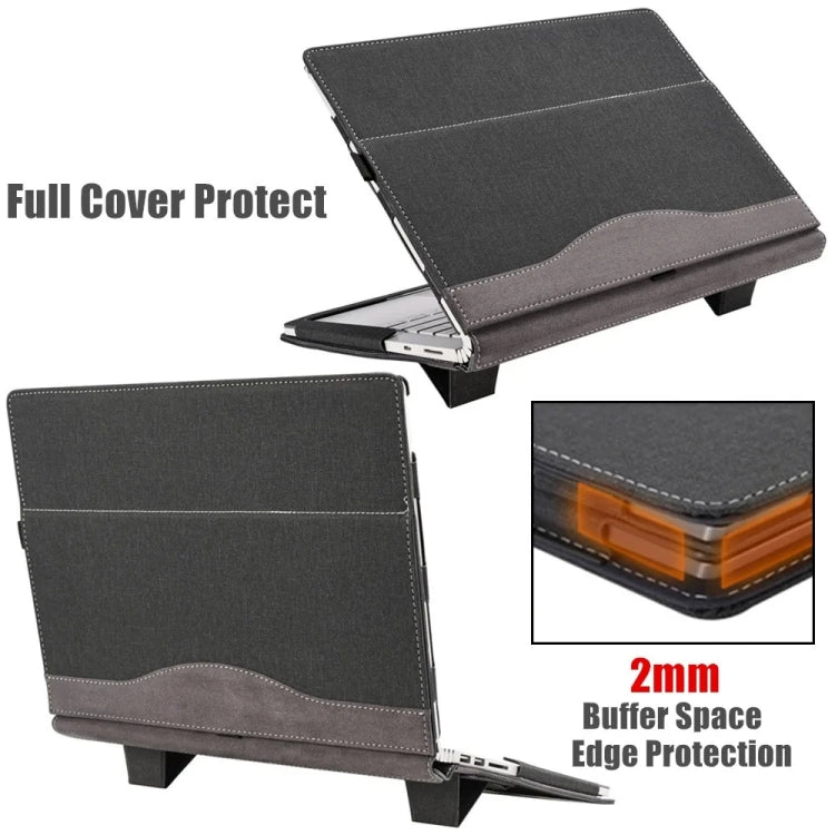 For MicroSoft Surface Laptop 13.5 inch Leather Laptop Shockproof Protective Case with Stand(Black)