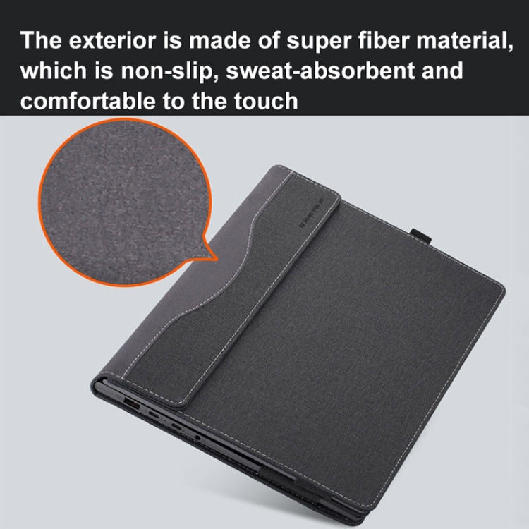 For MicroSoft Surface Laptop 13.5 inch Leather Laptop Shockproof Protective Case with Stand(Black)
