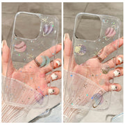 For iPhone 16 Cosmic Star Glitter Epoxy TPU Phone Case(Transparent Purple)