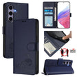 For Samsung Galaxy S25 5G Cat Rat Embossed RFID Leather Phone Case with Lanyard(Blue) - Galaxy S25 5G Cases by PMC TechLife | Online Shopping South Africa | PMC TechLife | Buy Now Pay Later Mobicred