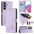 For Samsung Galaxy S25 5G Cat Rat Embossed RFID Leather Phone Case with Lanyard(Purple) - free shipping - PMC TechLife - Order now!