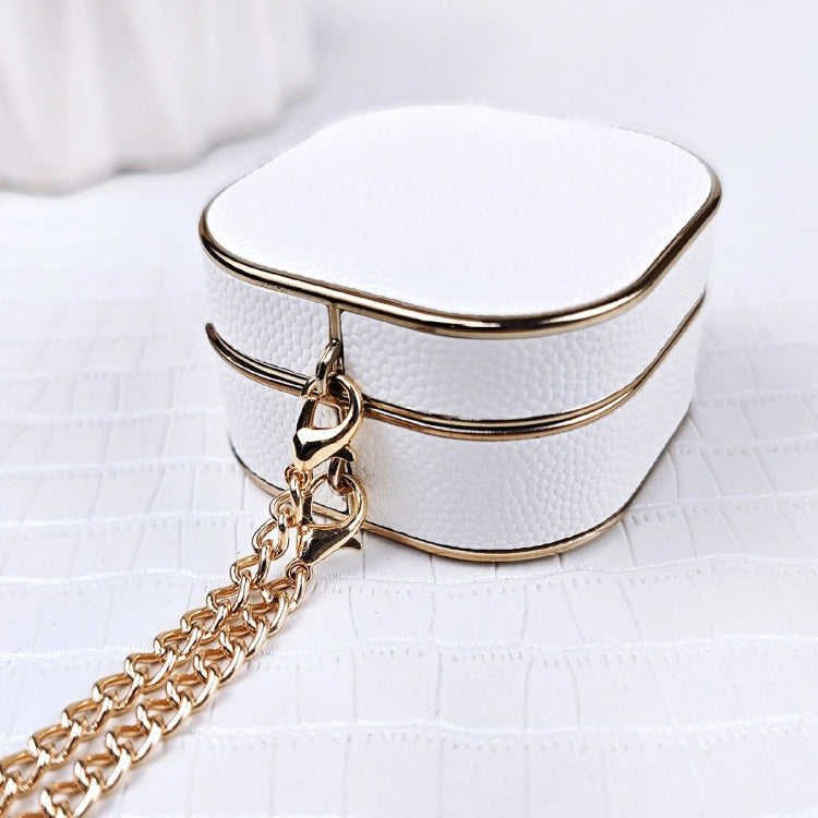 For Samsung Galaxy Buds2 / 2 Pro / Pro Litchi Texture Earbuds Box Leather Protective Case with Metal Bracelet(White)