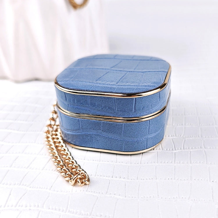 For Samsung Galaxy Buds2 / 2 Pro Crocodile Texture Earbuds Box Leather Protective Case with Metal Bracelet(Blue)