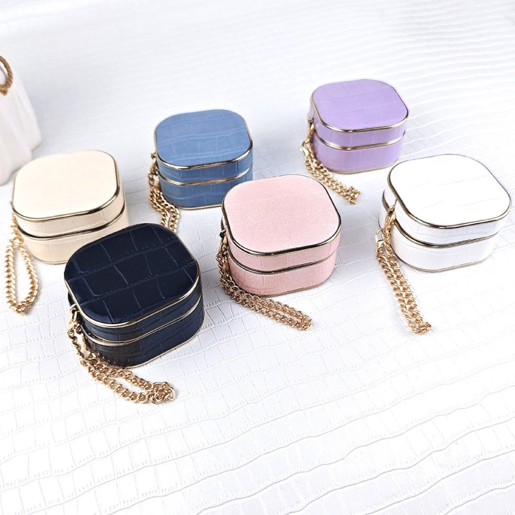 For Samsung Galaxy Buds2 / 2 Pro Crocodile Texture Earbuds Box Leather Protective Case with Metal Bracelet(White)