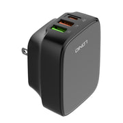 LDNIO Q334 32W Type-C + Dual USB Port Charger with 1m USB-C / Type-C Data Cable, Plug Type:US Plug(Black)