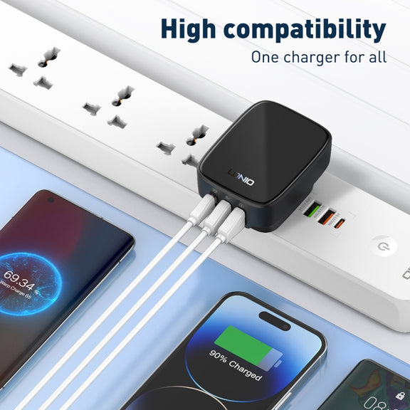 LDNIO Q334 32W Type-C + Dual USB Port Charger with 1m USB-C / Type-C Data Cable, Plug Type:US Plug(Black)