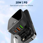 LDNIO Q334 32W Type-C + Dual USB Port Charger with 1m USB-C / Type-C Data Cable, Plug Type:US Plug(Black)