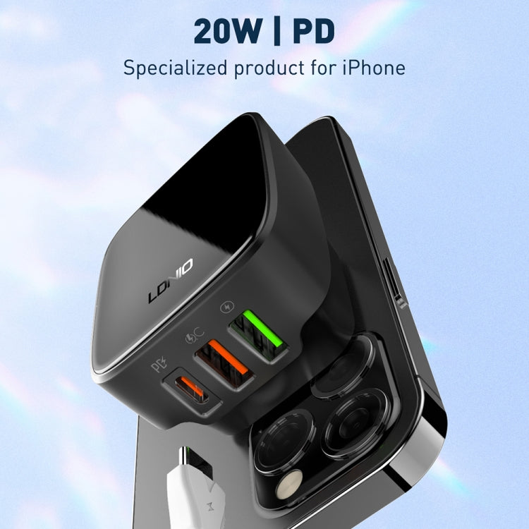 LDNIO Q334 32W Type-C + Dual USB Port Charger with 1m USB-C / Type-C Data Cable, Plug Type:US Plug(Black)