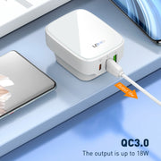 LDNIO Q334 32W Type-C + Dual USB Port Charger with 1m USB-C / Type-C Data Cable, Plug Type:US Plug(Black)