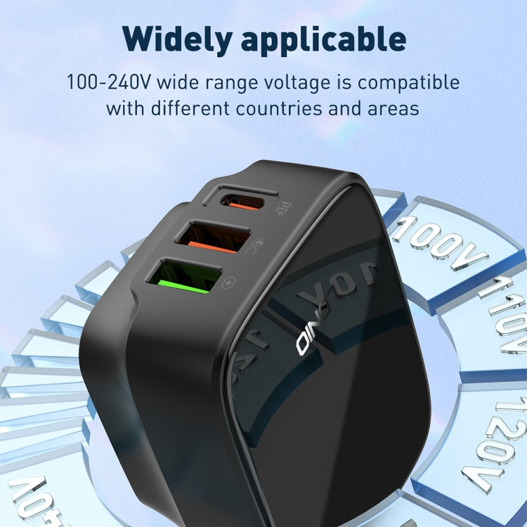 LDNIO Q334 32W Type-C + Dual USB Port Charger with 1m USB-C / Type-C Data Cable, Plug Type:US Plug(Black)