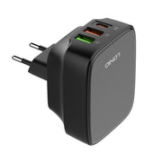 LDNIO Q334 32W Type-C + Dual USB Port Charger with 1m USB-C / Type-C to 8 Pin Data Cable, Plug Type:EU Plug(Black)