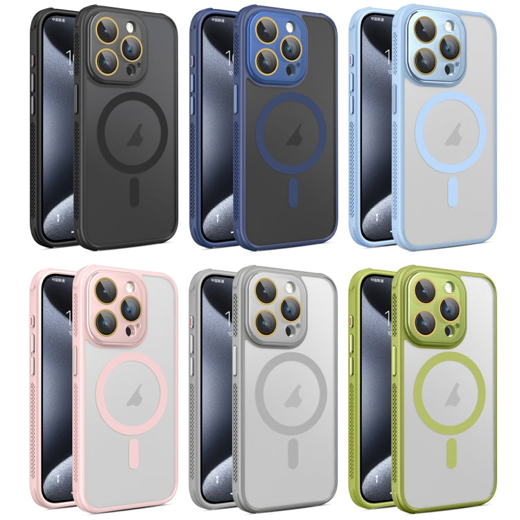 For iPhone 16 Hardware Side Cooling Skin Feel Frosted MagSafe Magnetic Phone Case with Lens Film(Black)