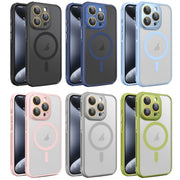 For iPhone 16 Hardware Side Cooling Skin Feel Frosted MagSafe Magnetic Phone Case with Lens Film(Black)