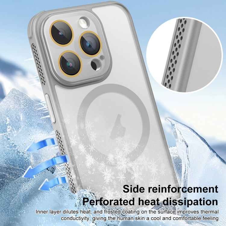 For iPhone 16 Hardware Side Cooling Skin Feel Frosted MagSafe Magnetic Phone Case with Lens Film(Black)