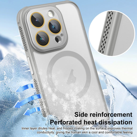 For iPhone 16 Plus Side Cooling Skin Feel Frosted MagSafe Magnetic Phone Case(Sky Blue)