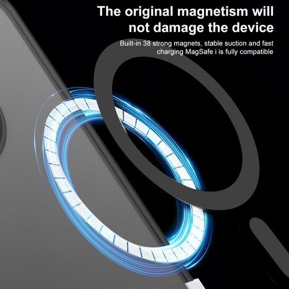 For iPhone 16 Hardware Side Cooling Skin Feel Frosted MagSafe Magnetic Phone Case with Lens Film(Black)