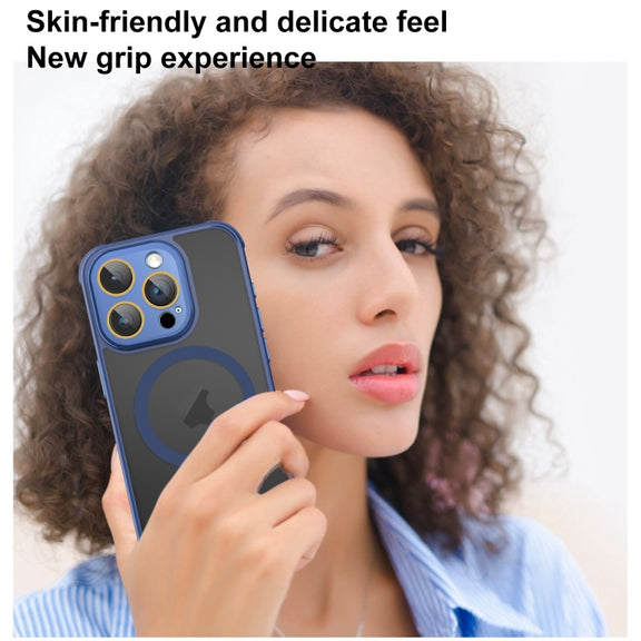 For iPhone 16 Hardware Side Cooling Skin Feel Frosted MagSafe Magnetic Phone Case with Lens Film(Black)