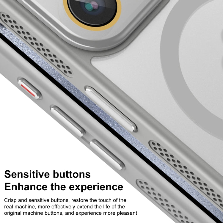 For iPhone 16 Hardware Side Cooling Skin Feel Frosted MagSafe Magnetic Phone Case with Lens Film(Black)