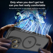 For iPhone 16 Hardware Side Cooling Skin Feel Frosted MagSafe Magnetic Phone Case with Lens Film(Black)