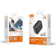 LDNIO Q367 65W GaN 3 x USB-C / Type-C Interface Charger with 1m USB-C / Type-C to USB-C / Type-C Data Cable, Plug Type:UK Plug(Black)
