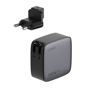 LDNIO Q408 100W GaN USB+3 USB-C / Type-C Interface Charger with 1m 100W USB-C / Type-C to USB-C / Type-C Data Cable, Plug Type:EU Plug(Black)