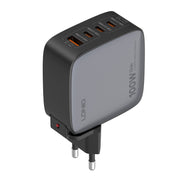 LDNIO Q408 100W GaN USB+3 USB-C / Type-C Interface Charger with 1m 100W USB-C / Type-C to USB-C / Type-C Data Cable, Plug Type:EU Plug(Black)