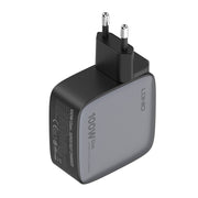 LDNIO Q408 100W GaN USB+3 USB-C / Type-C Interface Charger with 1m 100W USB-C / Type-C to USB-C / Type-C Data Cable, Plug Type:EU Plug(Black)
