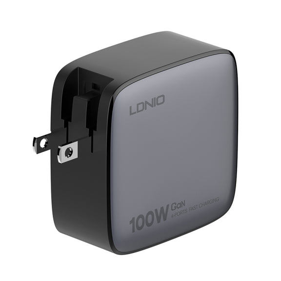 LDNIO Q408 100W GaN USB+3 USB-C / Type-C Interface Charger with 1m 100W USB-C / Type-C to USB-C / Type-C Data Cable, Plug Type:US Plug(Black)