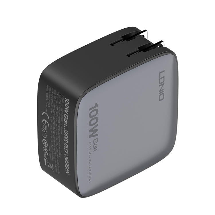 LDNIO Q408 100W GaN USB+3 USB-C / Type-C Interface Charger with 1m 100W USB-C / Type-C to USB-C / Type-C Data Cable, Plug Type:US Plug(Black)