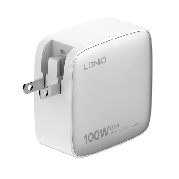 LDNIO Q408 100W GaN USB+3 USB-C / Type-C Interface Charger with 1m 100W USB-C / Type-C to USB-C / Type-C Data Cable, Plug Type:US Plug(White)