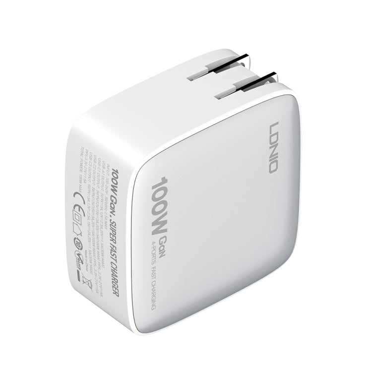 LDNIO Q408 100W GaN USB+3 USB-C / Type-C Interface Charger with 1m 100W USB-C / Type-C to USB-C / Type-C Data Cable, Plug Type:US Plug(White)