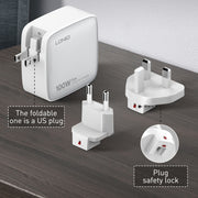 LDNIO Q408 100W GaN USB+3 USB-C / Type-C Interface Charger with 1m 100W USB-C / Type-C to USB-C / Type-C Data Cable, Plug Type:US Plug(Black)