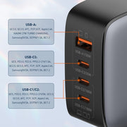 LDNIO Q408 100W GaN USB+3 USB-C / Type-C Interface Charger with 1m 100W USB-C / Type-C to USB-C / Type-C Data Cable, Plug Type:US Plug(White)