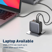 LDNIO Q408 100W GaN USB+3 USB-C / Type-C Interface Charger with 1m 100W USB-C / Type-C to USB-C / Type-C Data Cable, Plug Type:US Plug(Black)