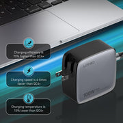 LDNIO Q408 100W GaN USB+3 USB-C / Type-C Interface Charger with 1m 100W USB-C / Type-C to USB-C / Type-C Data Cable, Plug Type:US Plug(Black)