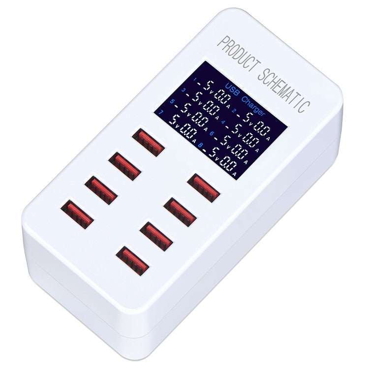 A8B 50W 8 Ports USB Smart Charging Station with Digital Display, Plug:AU Plug