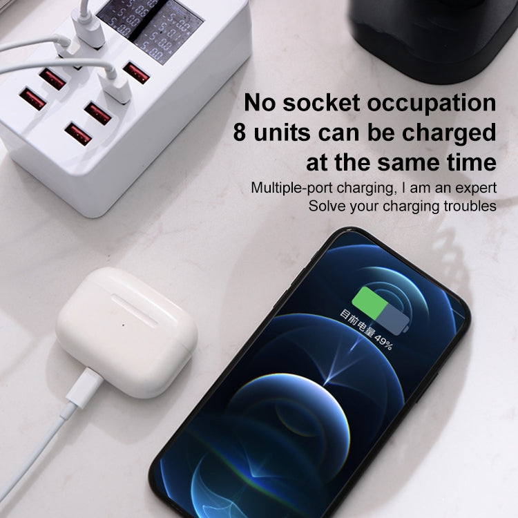 A8B 50W 8 Ports USB Smart Charging Station with Digital Display, Plug:AU Plug
