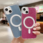 For iPhone 16 Pro Acrylic Transparent Glitter MagSafe Phone Case(Silver)