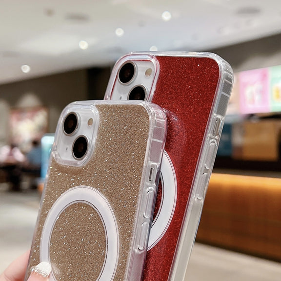 For iPhone 16 Pro Acrylic Transparent Glitter MagSafe Phone Case(Silver)