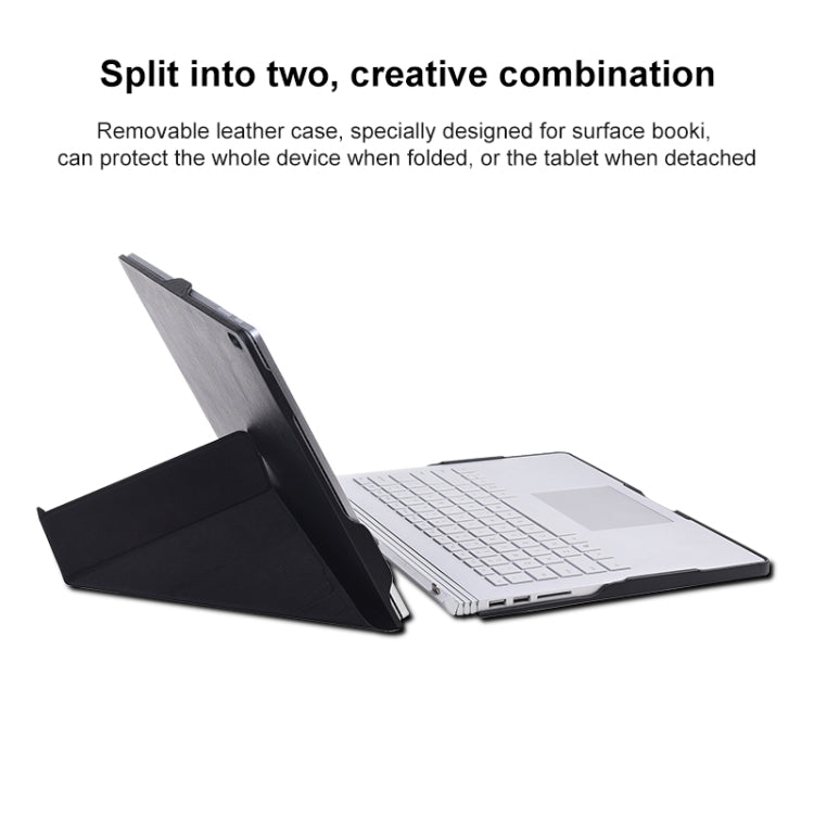 For Microsoft Surface Book 3 / 2 / 1 13.5 inch Deformation Single Screen Leather Laptop Case(Black)