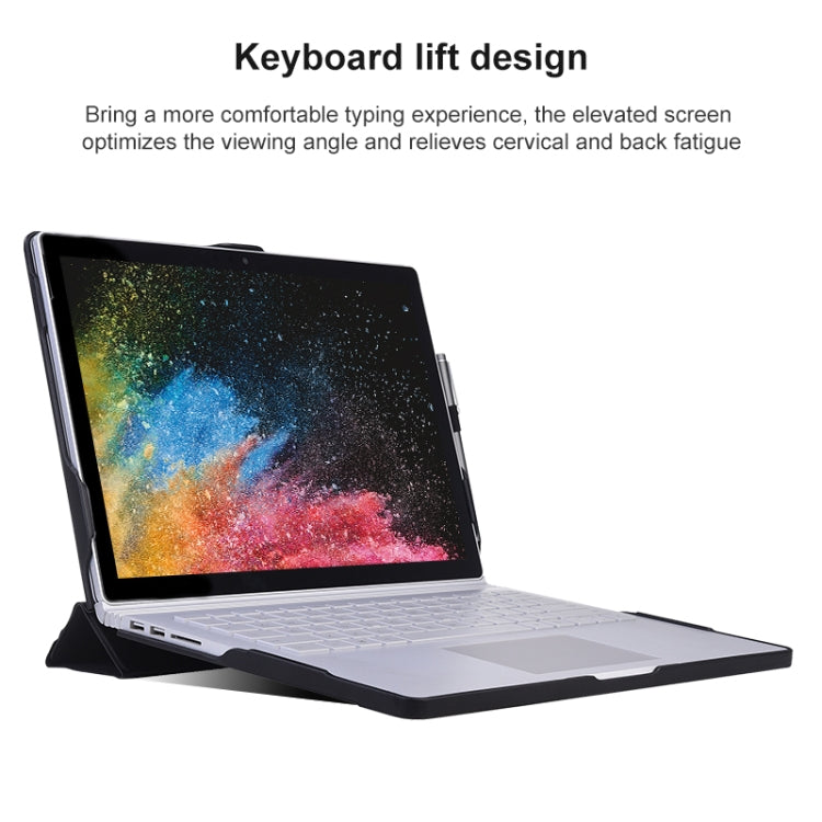 For Microsoft Surface Book 13.5 inch i5 Deformation All-inclusive Leather Laptop Case(Black)