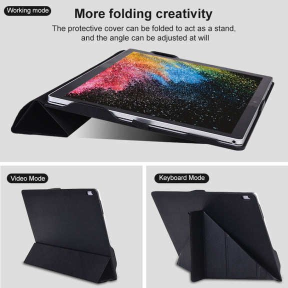 For Microsoft Surface Book 13.5 inch i7 Deformation All-inclusive Leather Laptop Case(Black)