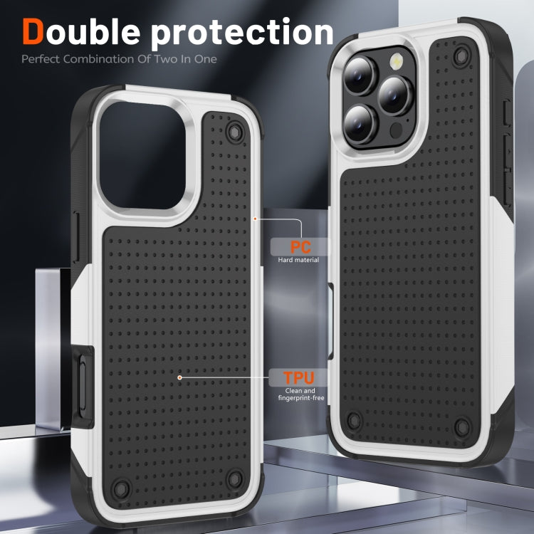 For iPhone 16 Pro Max PC + TPU Shockproof Protective Phone Case(White+Black)