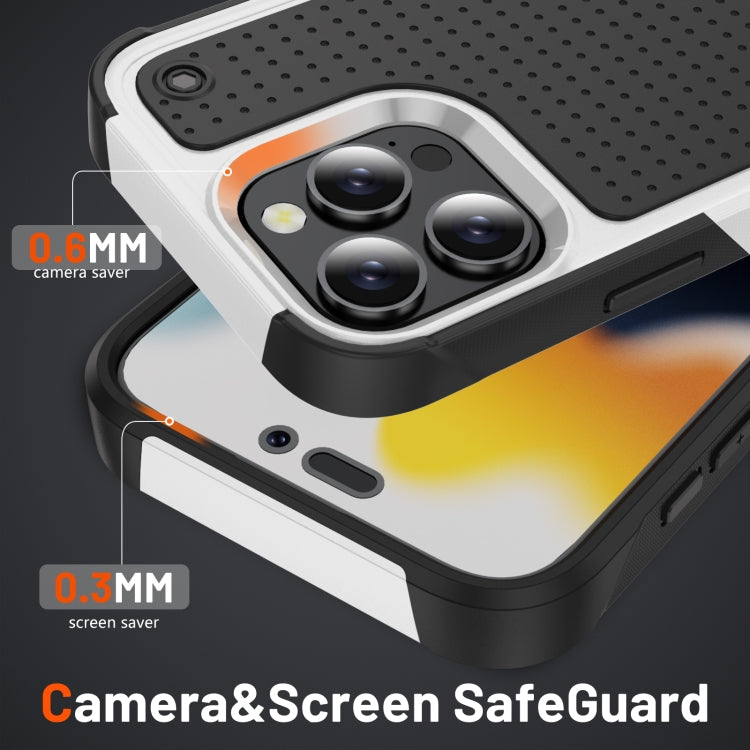 For iPhone 16 Pro Max PC + TPU Shockproof Protective Phone Case(White+Black)