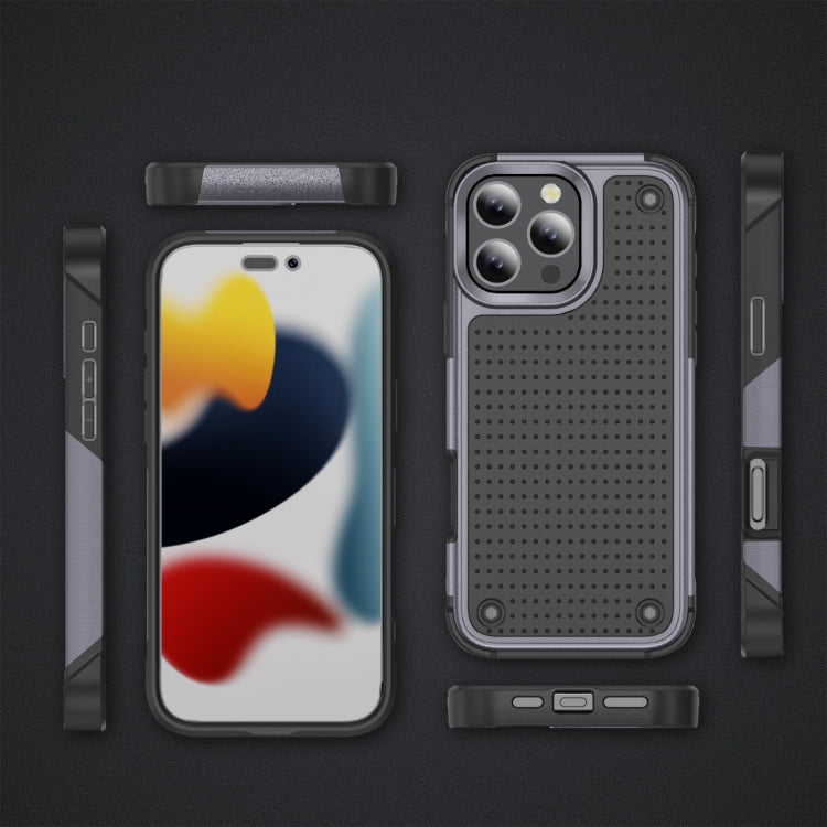 For iPhone 16 Pro PC + TPU Shockproof Protective Phone Case(Grey+Black)